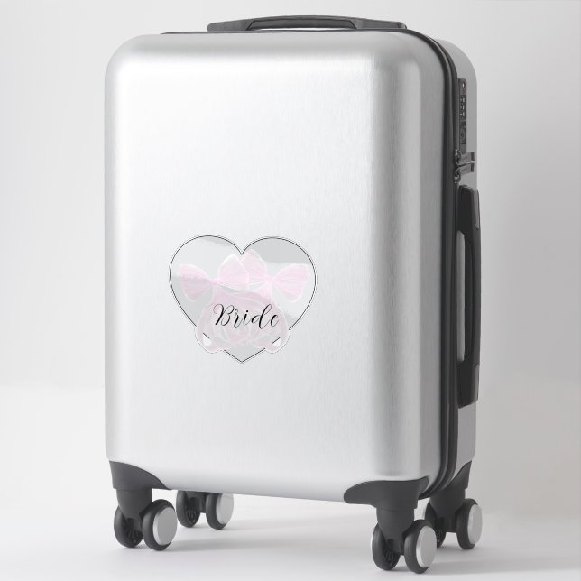 Sticker Coquette rose transparent noeud-Mariée (Sur valise)