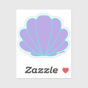 Sticker Coquille Mer Bleue Et Violette