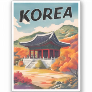 Sticker Corée Vintage voyage Automne Paysage Rétro Pittore