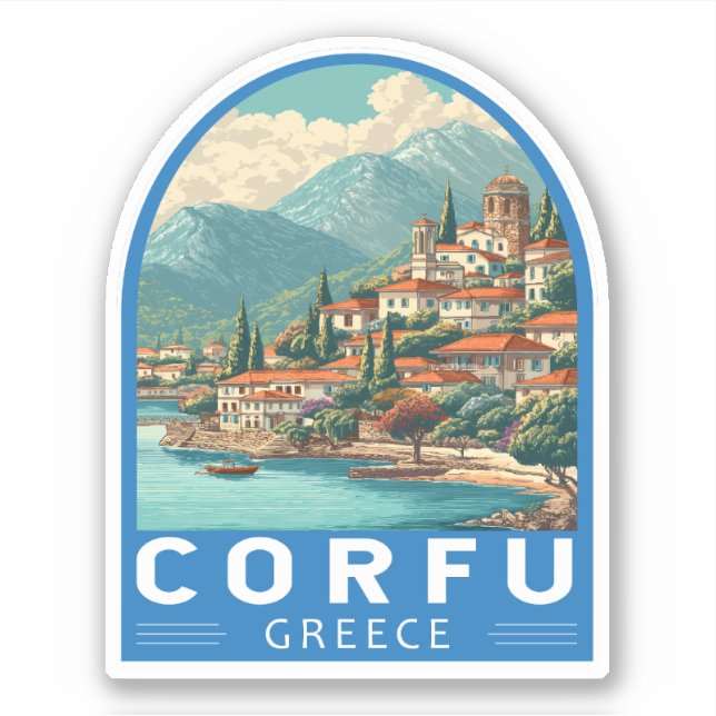 Sticker Corfu Greece Travel Art Emblem (Devant)