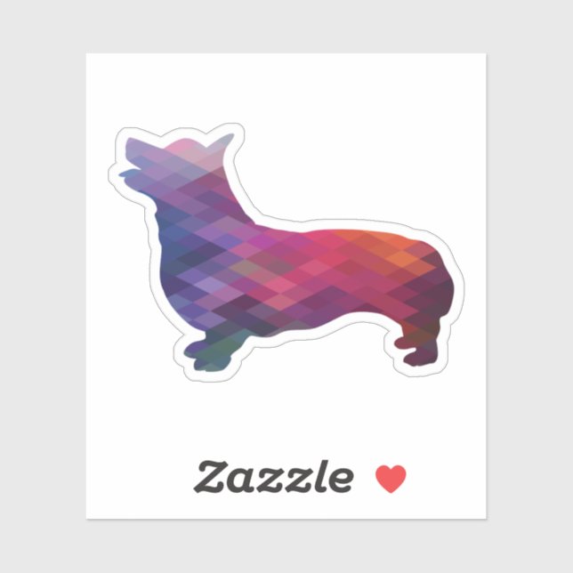 Sticker Corgi Chien Motif géométrique Silhouette violet (Feuille)