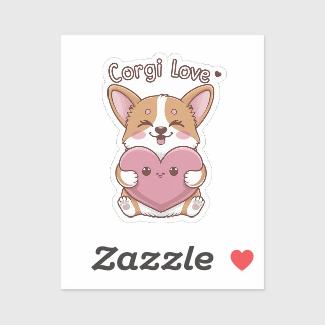 Sticker Corgi Love (Feuille)