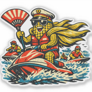 Sticker Corn Commander Surf Patrol — Été Vintage Océan 