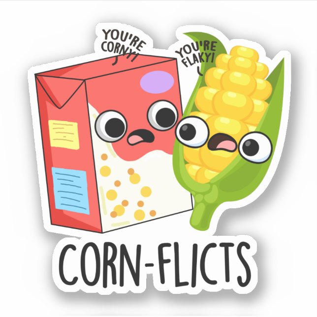 Sticker Corn flicts Funny Cornflake Corn Pun (Devant)