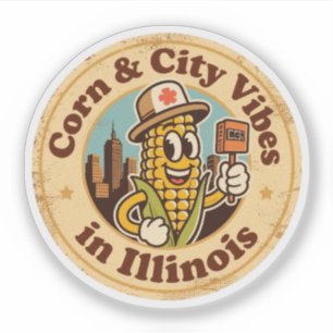 Sticker Corn rencontre City_ Illinois Vintage