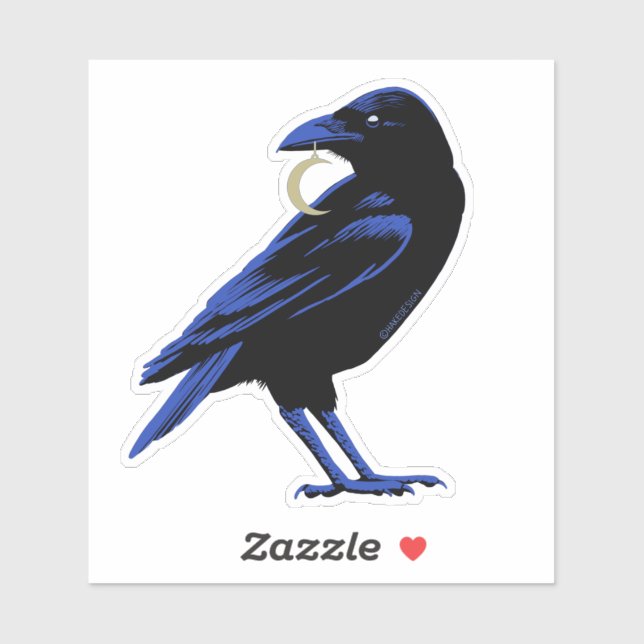 Sticker Corneille de cuisine avec collier de lune (Feuille)