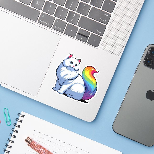 Sticker Cosmic Kitty (Ordinateur portable avec iPhone)