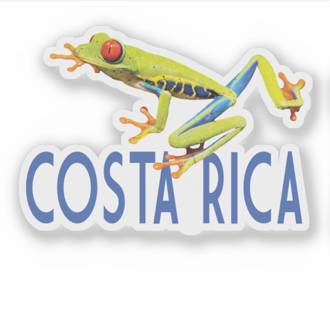 Sticker Costa Rica avec grenouille aux yeux rouges (Devant)