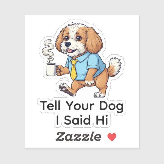 Sticker Costume cravate café pour chien Puli drôle  (Feuille)