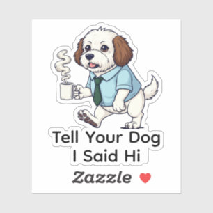 Sticker Costume de travail amusant de Chien d'Eau Portugai