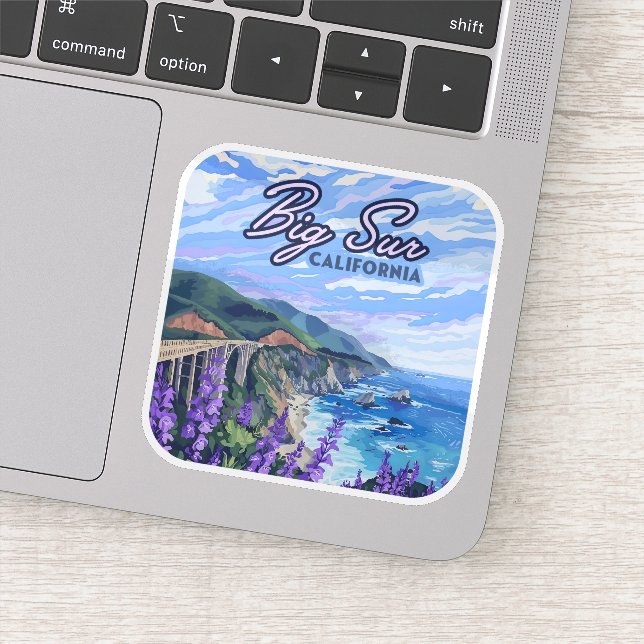 Sticker Côte de Big Sur Californie Retro Côte Ouest (Détail)
