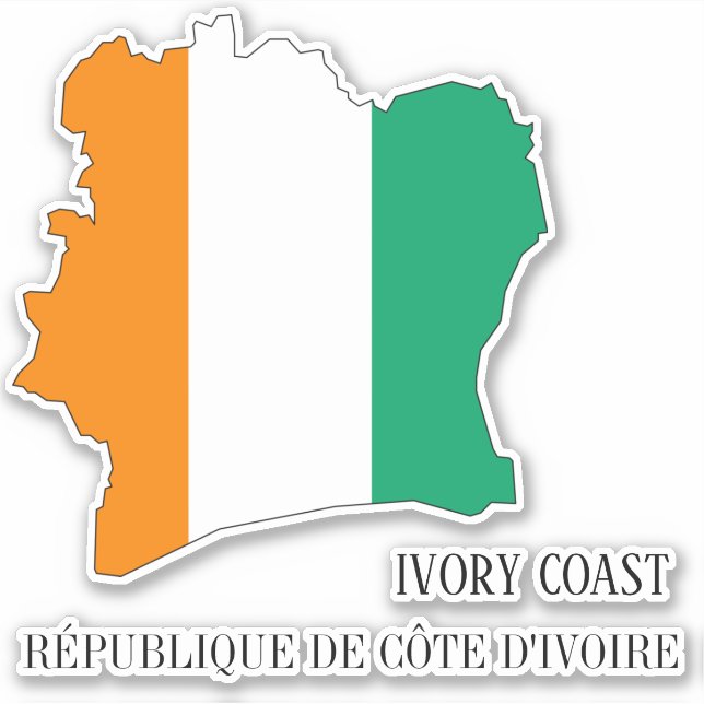 Sticker Côte d'Ivoire - Carte du drapeau patriotique (Devant)