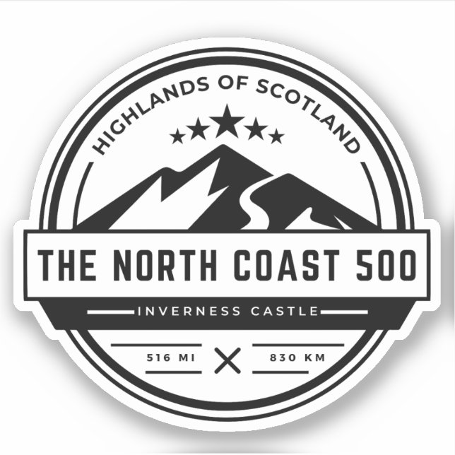Sticker Côte nord de l'Écosse 500 pittoresque route des ha (Devant)