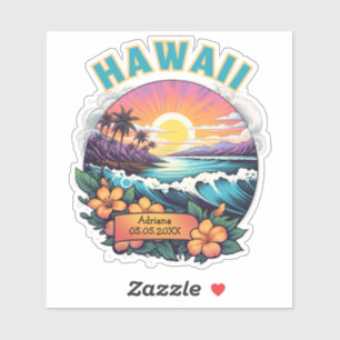 Sticker Coucher de soleil à Hawaii Beach Mountains Plumeri