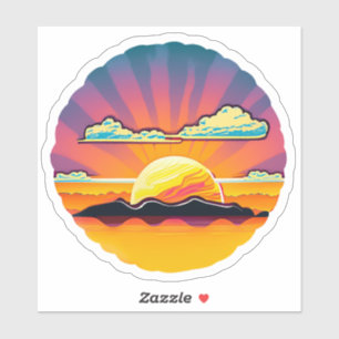 Sticker Coucher de soleil coloré en coque