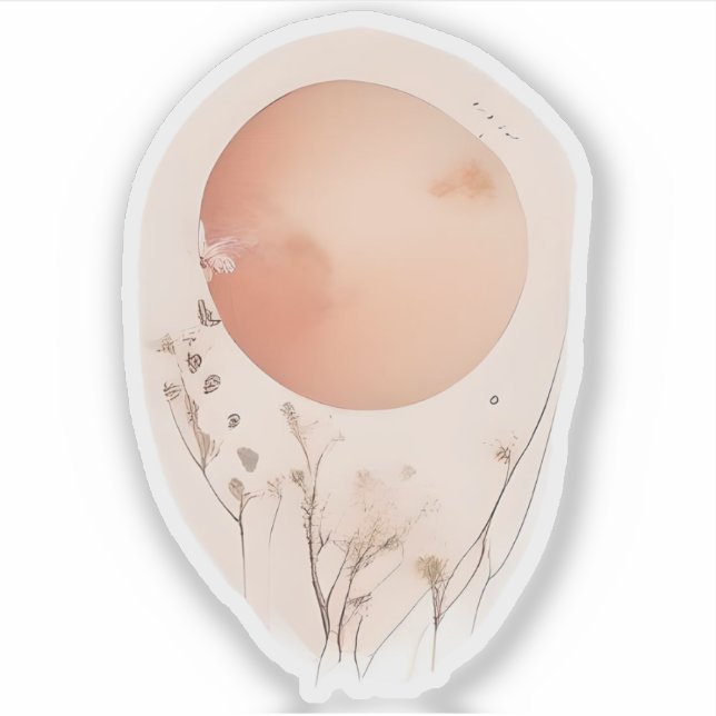 Sticker Coucher de soleil éthérée avec Fleurs sauvages (Devant)