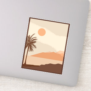 Sticker Coucher de soleil sur un palmier, Île, Art abstrai