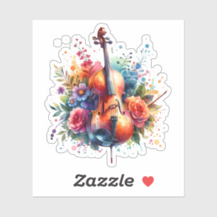 Sticker Coucou aquarelle et fleurs