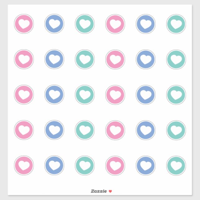 Sticker Couleur distante sociale codée rose bleu vert (Feuille)