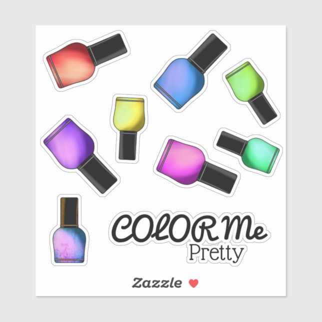 Sticker Couleur moi Joli clou polonais Maquillage doux (Feuille)