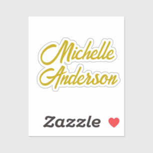 Sticker Couleur Or Moderne Minimaliste Nom Manuscrit