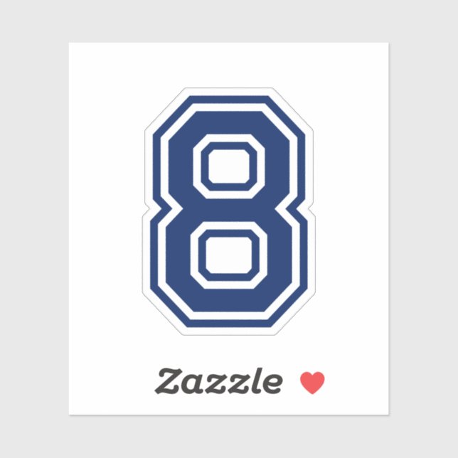 Sticker Couleur personnalisée numéro 8 police de l'école d (Feuille)