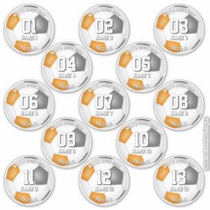 Sticker couleurs de l'équipe de football gris orange 13 at