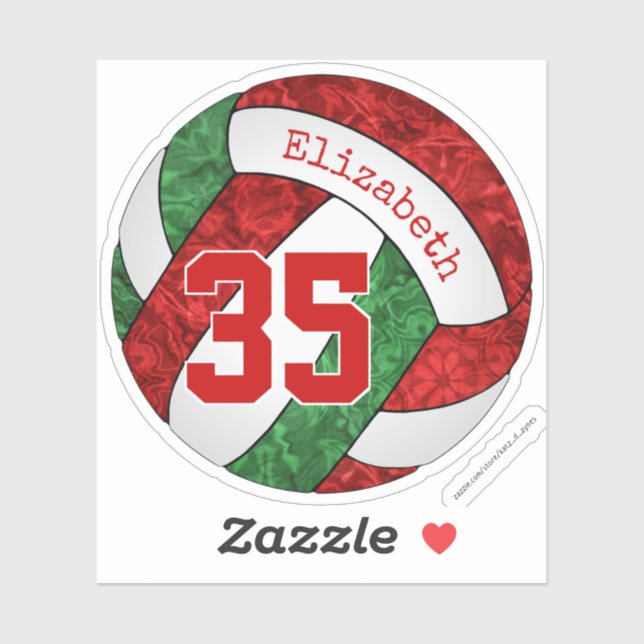 Sticker couleurs de l'équipe de volley-ball rouge girly (Feuille)