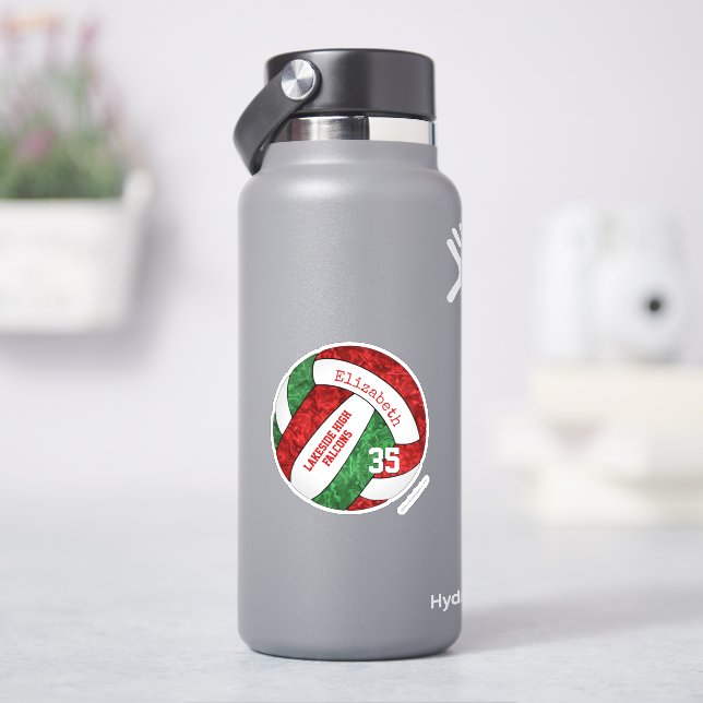 Sticker couleurs de l'équipe de volley-ball rouge vert gir (HydroFlask)