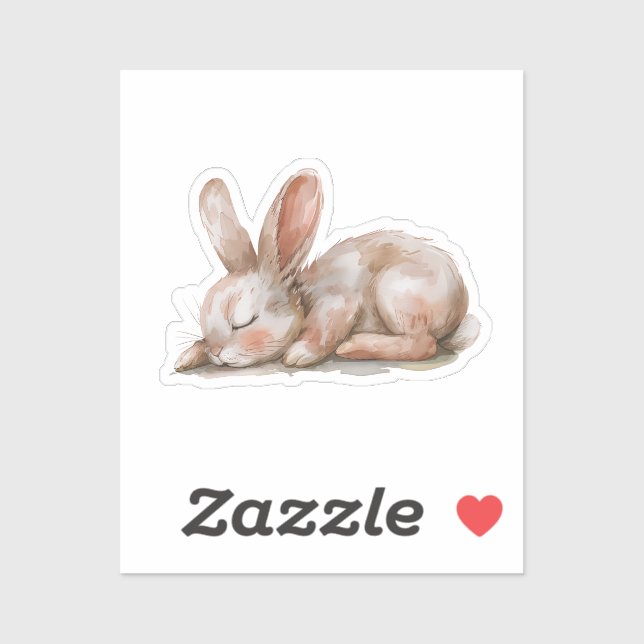 Sticker Couleurs neutres du lapin dormant (Feuille)