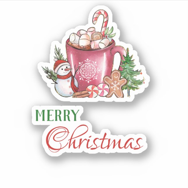 Sticker Coupe de mûre Bleue Neige Joyeux Noël Joyeux Joyeu (Devant)