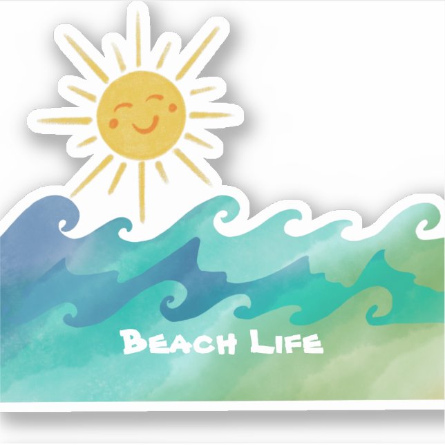 Sticker Coupe de Vinyl Sun et Waves (Devant)