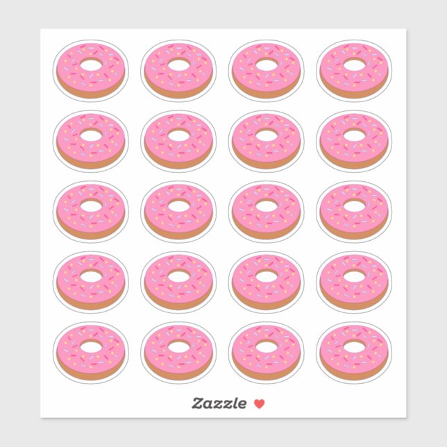 Sticker Coupe graphique de beigne glacée rose (Feuille)