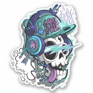 Sticker Coupe personnalisée du jeu sur le crâne