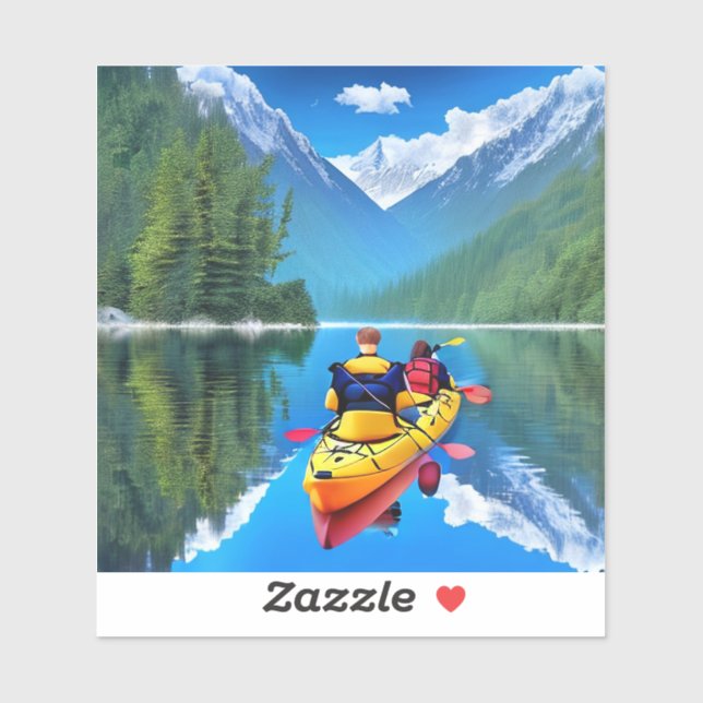Sticker Couple en Kayak | Thème Kayaking (Feuille)