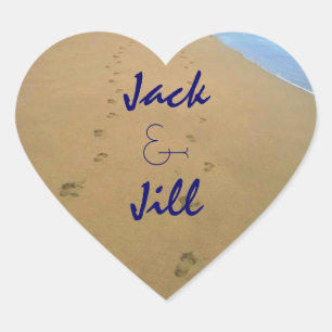 Sticker Couple Paire Pas Sable Plage Coeur Luv