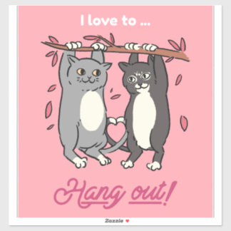 Sticker Couples Gift Idea Cute Cartoon Cats | Cat Art