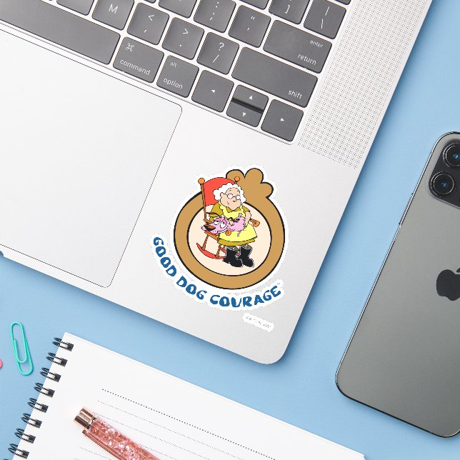 Sticker Courage du chien lâché | Good Dog Courage (Ordinateur portable avec iPhone)
