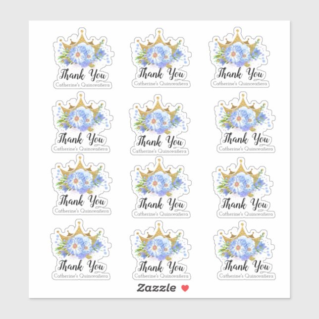 Sticker Couronne aux fleurs bleues Ensemble de Merci Quinc (Feuille)