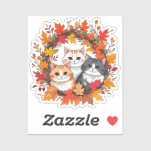 Sticker couronne de chat d'automne