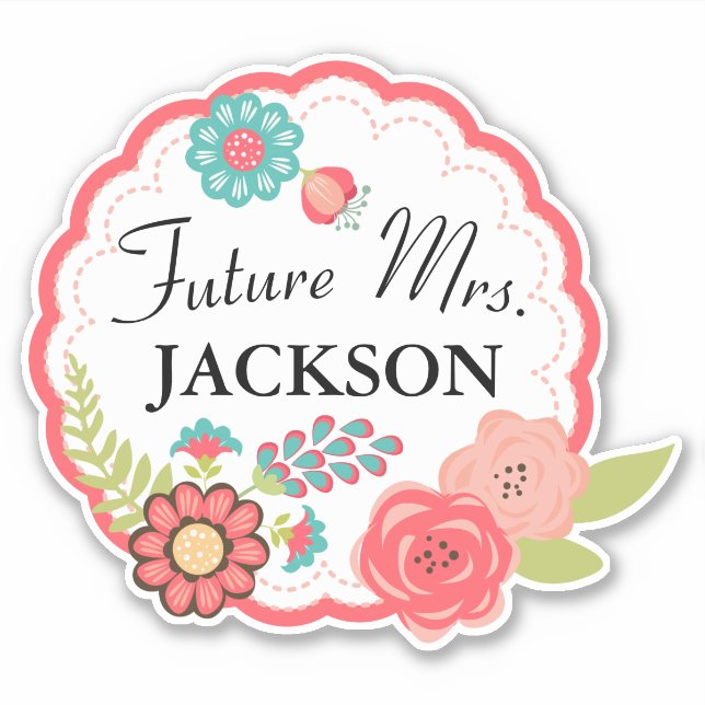 Sticker Couronne Fleurie Personnalisée Future Mme Art (Devant)