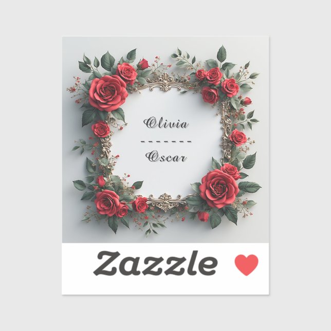 Sticker Couronne florale de mariage colorée (Feuille)