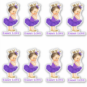 Sticker Couronne pourpre de tutu de bébé de princesse