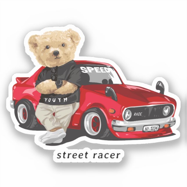 Sticker Course automobile de rue Cute (Recto)
