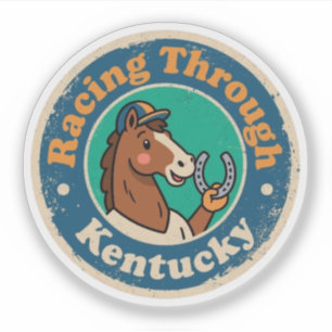 Sticker Courses de chevaux rétro vintage amusant dans le K