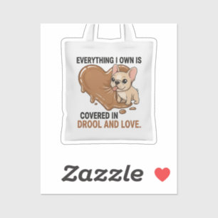 Sticker Couvert de bave et d'amour Chien français mignon d