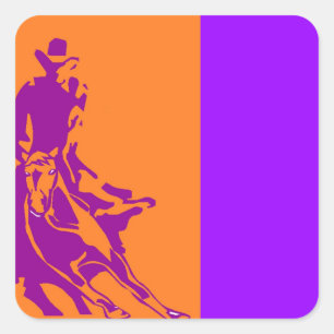Sticker Cowboy Cutting Horse Pop-Art Ranch Purple