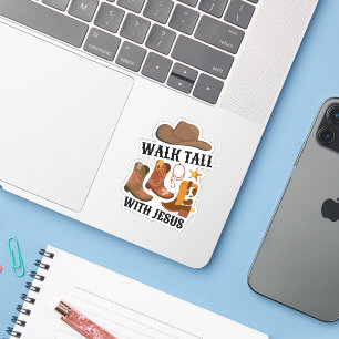 Sticker Cowboy WALK TALL AVEC JESUS Christian