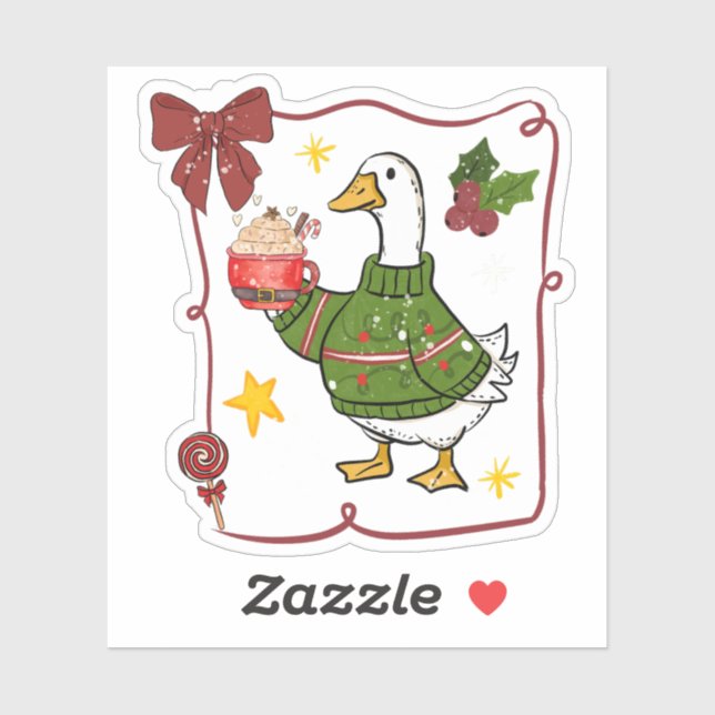 Sticker Cozy Christmas Goose Holiday Design (Feuille)