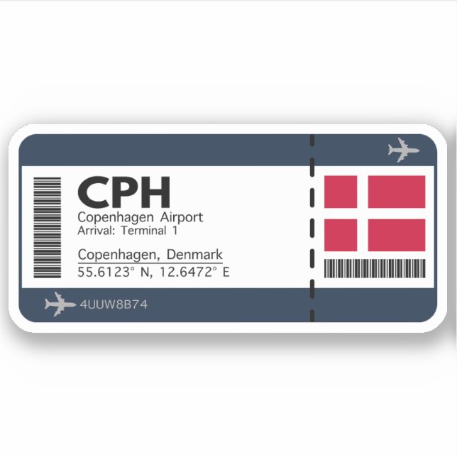 Sticker CPH Copenhagen Airport Boararding Pass - Voyage (Devant)